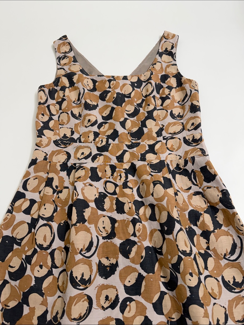 Poetry Silk Linen Abstract MIDI Dress UK 12 Quiet Luxury Artsy Minimalist